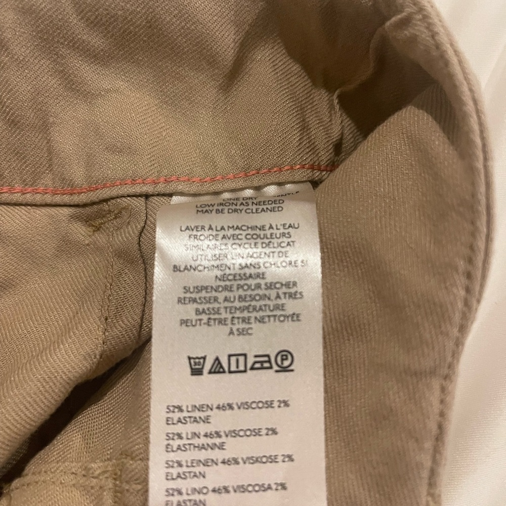 BEIGE EUC 31P Anthropologie Maeve Colette linen blend cropped wide leg pants - Picture 4 of 6